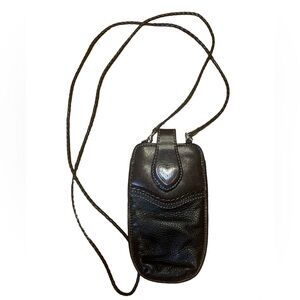 Brighton | Vintage Pebbled Leather Phone/Cards/Cash Holder Crossbody Bag
